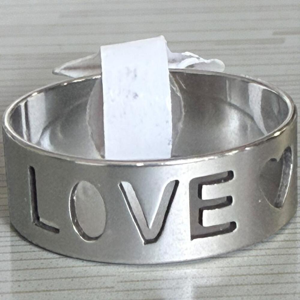 Stainless Steel Cut Out “Love” & Heart Ring New